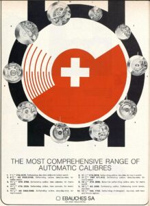 "The Most Comprehensive Range of Automatic Calibres", Ebauches SA, Europa Star, 1975